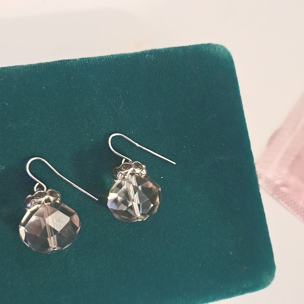 Silver Crystal Drop Earrings